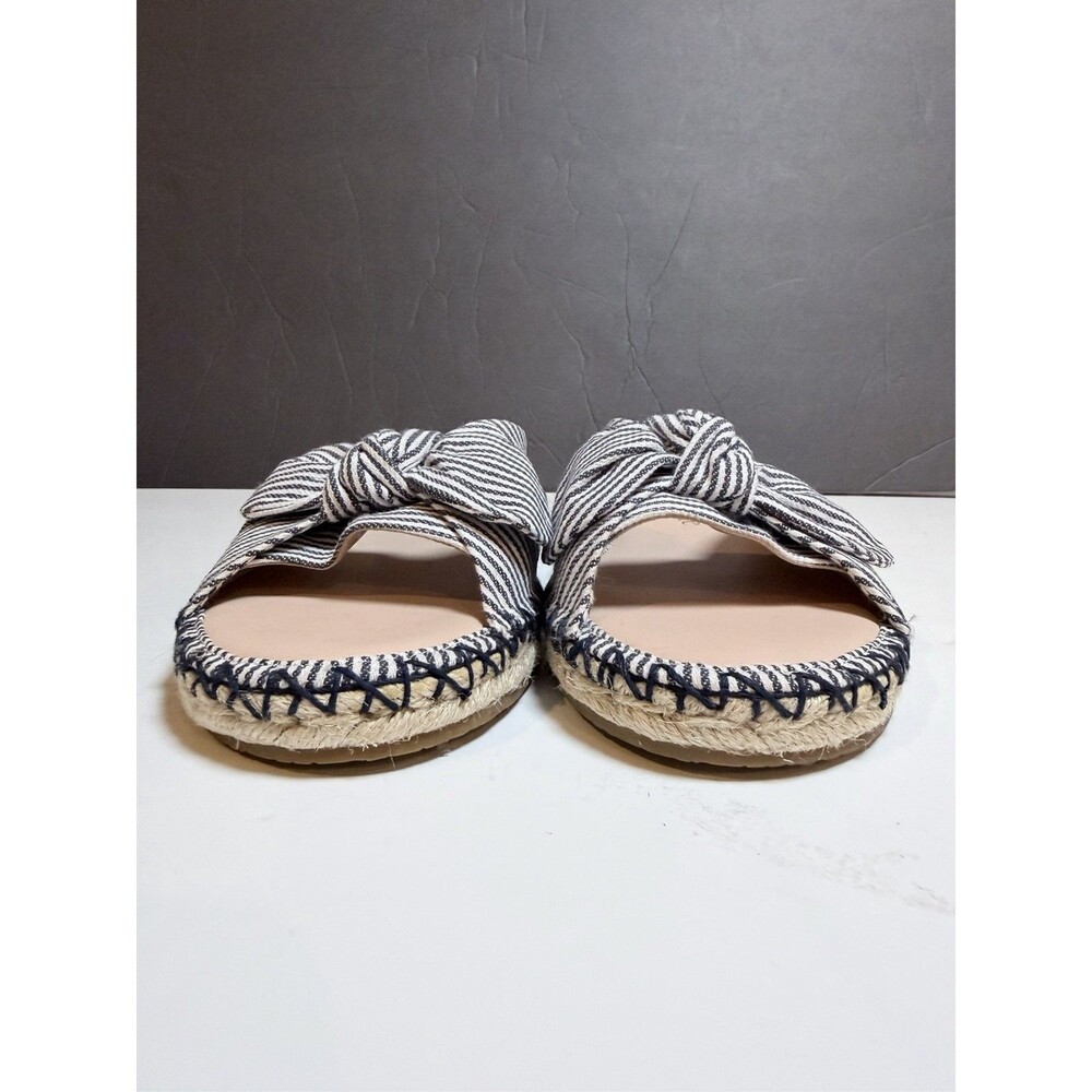 Kate Spade Saltie Shore Espadrille Slide Sandals Women 9B Striped Bow Flats - Picture 8 of 12